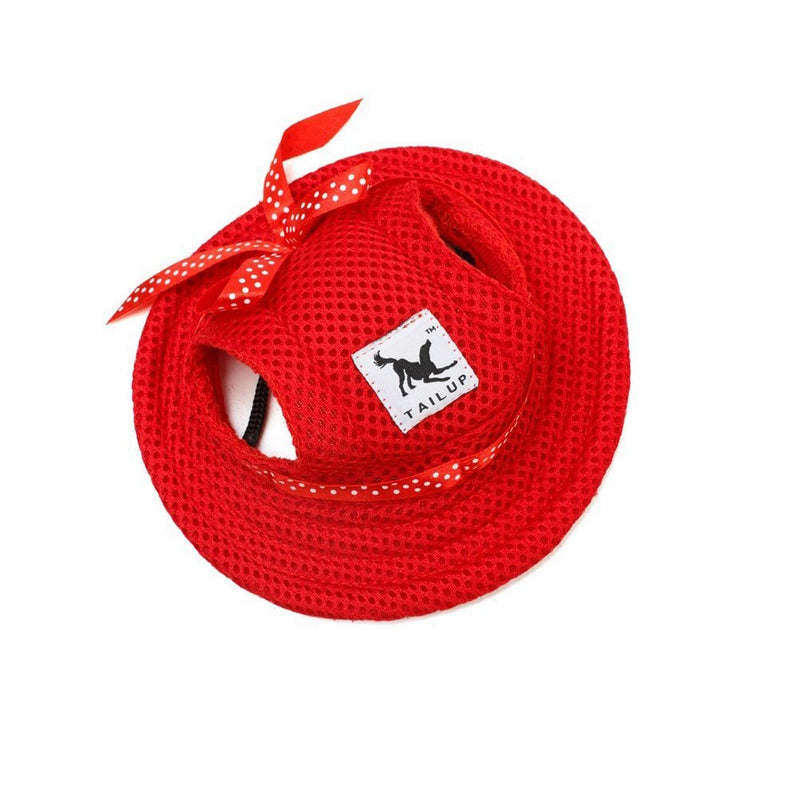 BBEART Pet Cap, Round Hat Fashion Dog Canvas Princess Hat Baseball Adjustable Chin Strap Sun Protection Visor for Puppy Dog S Red - BeesActive Australia