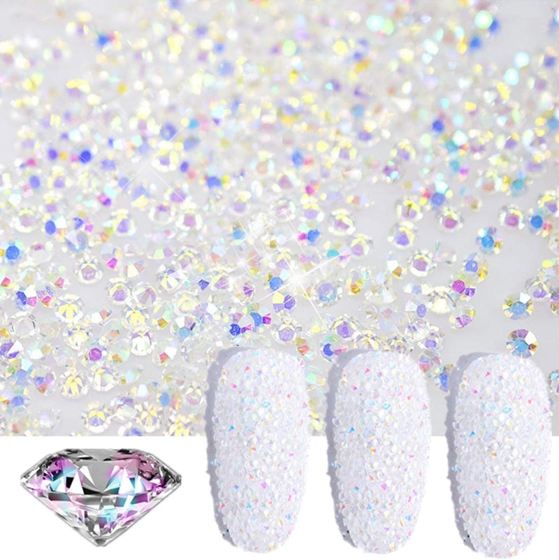 editTime 5000PCS Mini Ultra Tiny 1.2mm AB Shine Iridescent Crystals Micro Diamond Glass Sand Rhinestone for Nail Art Beauty Makeup DIY Craft (1.2mm AB) - BeesActive Australia