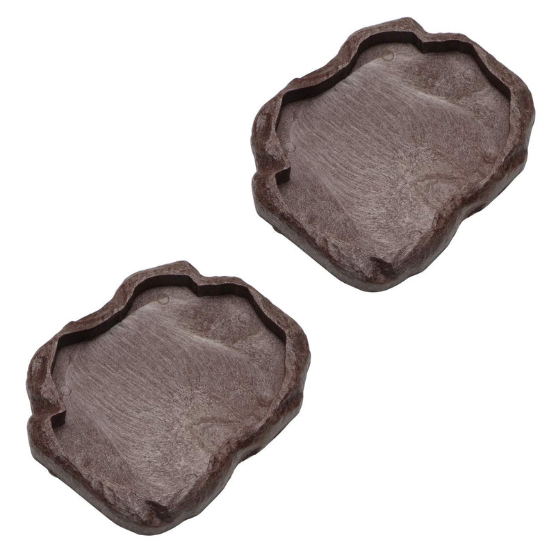 Wontee Reptile Food Water Dish Leopard Gecko Resin Feeder Bowl for Lizard Chameleon Iguana Bearded Dragon Ball Python Hermit Crab Turtle Tortoise Brown - BeesActive Australia