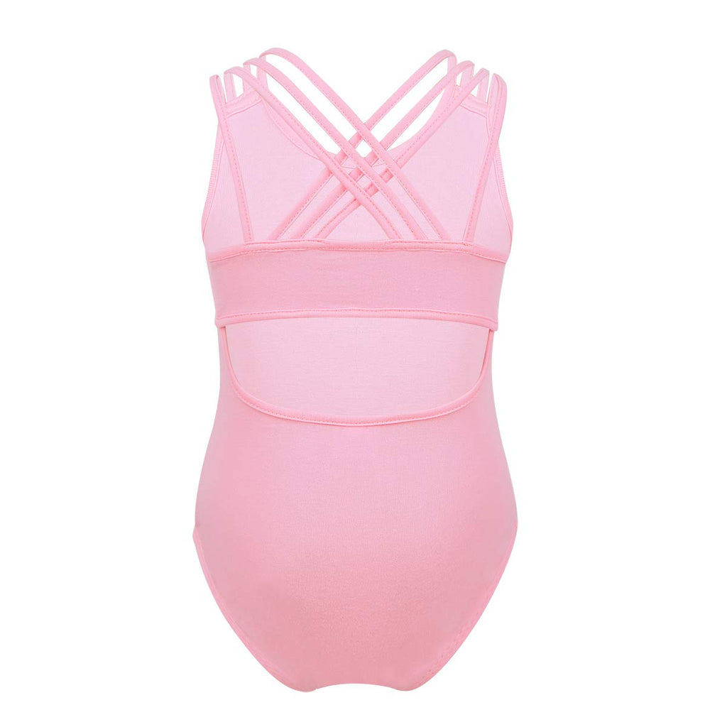 winying Girls Strappy Cut Out Back Ballet Dance Gymnastics Leotard Jumpsuit Pink 8 - BeesActive Australia