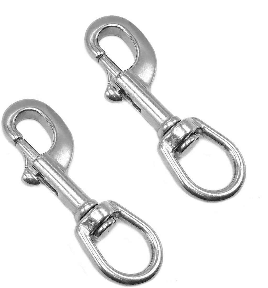 Amadget 2 Pcs 316 Stainless Steel Swivel Eye Bolt Snap Hooks Boat Marine Grade Single Ended Trigger Chain Clip for Diving, Pet Leash, Camera Strap, Keychain, Hammock(3.6 Inch Silver) - BeesActive Australia