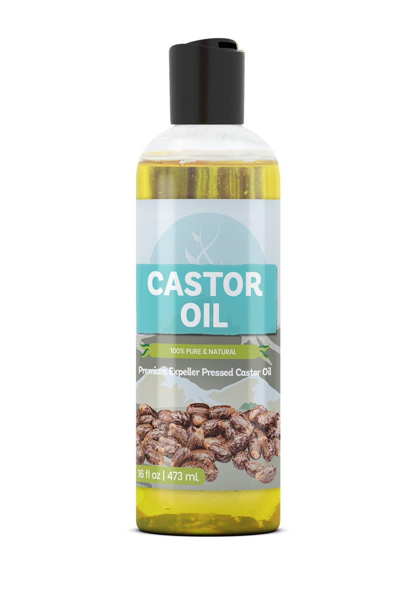 Castor Oil (16 fl oz) by Pure Ingredients, Hexane-Free, Rich in Fatty Acids, Nourish & Strengthen Hair, Brows & Lashes, Cool Sunburns & Inflamed Skin, Alleviate Joint & Muscle Soreness 16 Ounce - BeesActive Australia