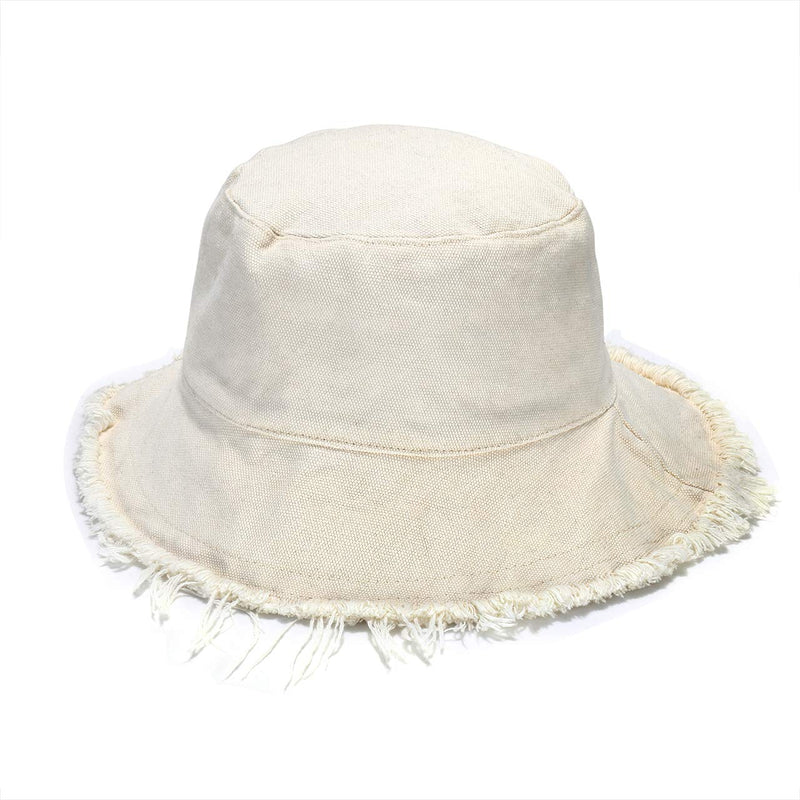 boderier Sun Hats for Women Summer Casual Wide Brim Cotton Bucket Hat Beach Vacation Travel Accessories Beige - BeesActive Australia