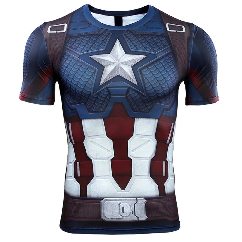 Short Sleeve 3D Print T-Shirt for Men's Captain America Compression Shirt X-Large Blue - BeesActive Australia
