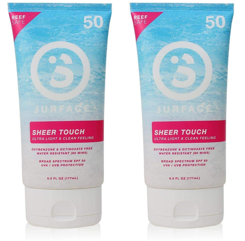 Surface Sheer Touch Lotion Sunscreen - Reef Safe, Ultra-Light & Clean Feeling, Broad Spectrum UVA/UVB Protection, Cruelty & Paraben Free, Water Resistant - SPF 50, 6oz, 2 Count - BeesActive Australia