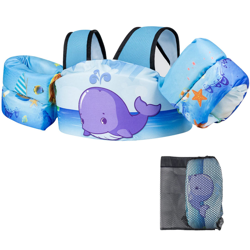 Elejolie Kid Swim Vest for Child Learn Swiming Training,Infant Safety Swim Aid Jacket for Toddler 2 3 4 5 6 Years Old ,Arm Wings for Baby 22-66lbs C-Whale - BeesActive Australia