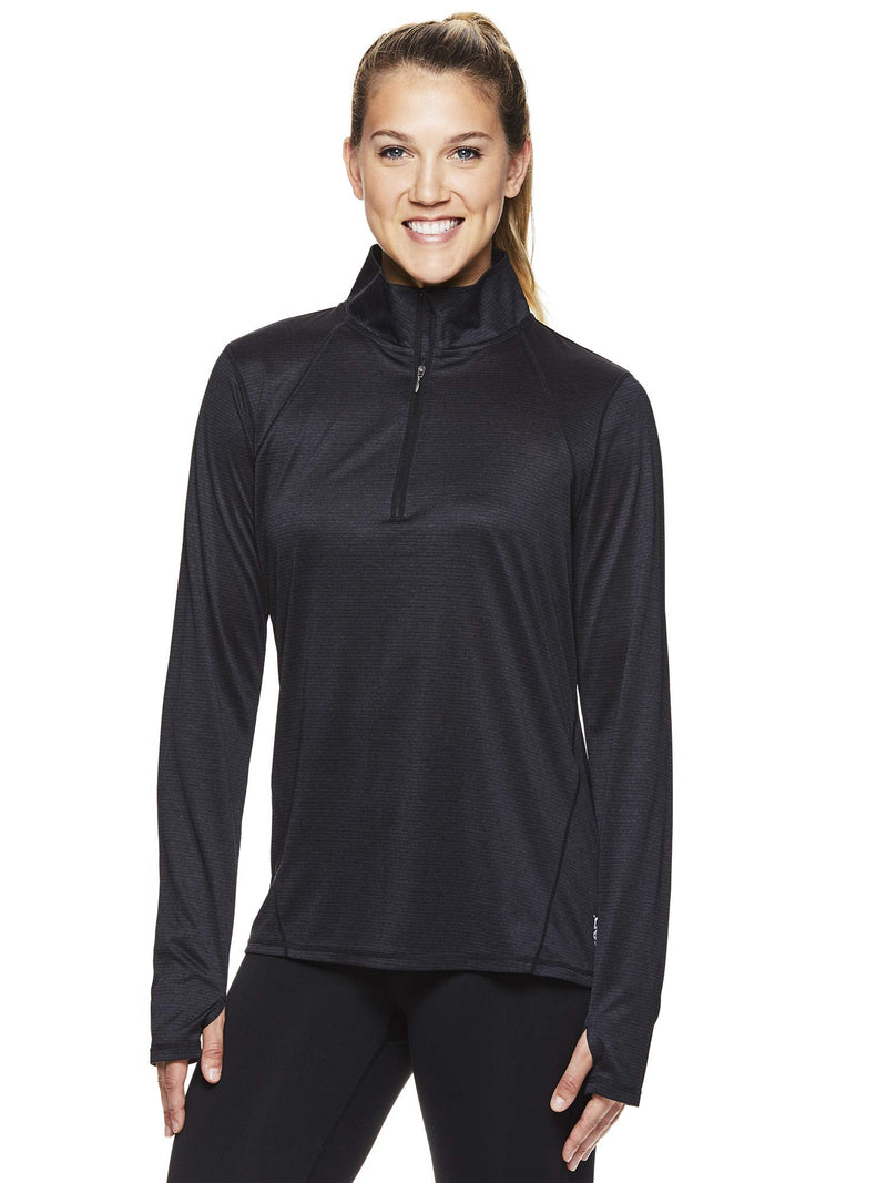 HEAD Women's 1/2 Zip Up Pullover Track Jacket - Long Sleeve Running Workout & Warm Up Sweater - Energy Marled Black Heather, Small - BeesActive Australia