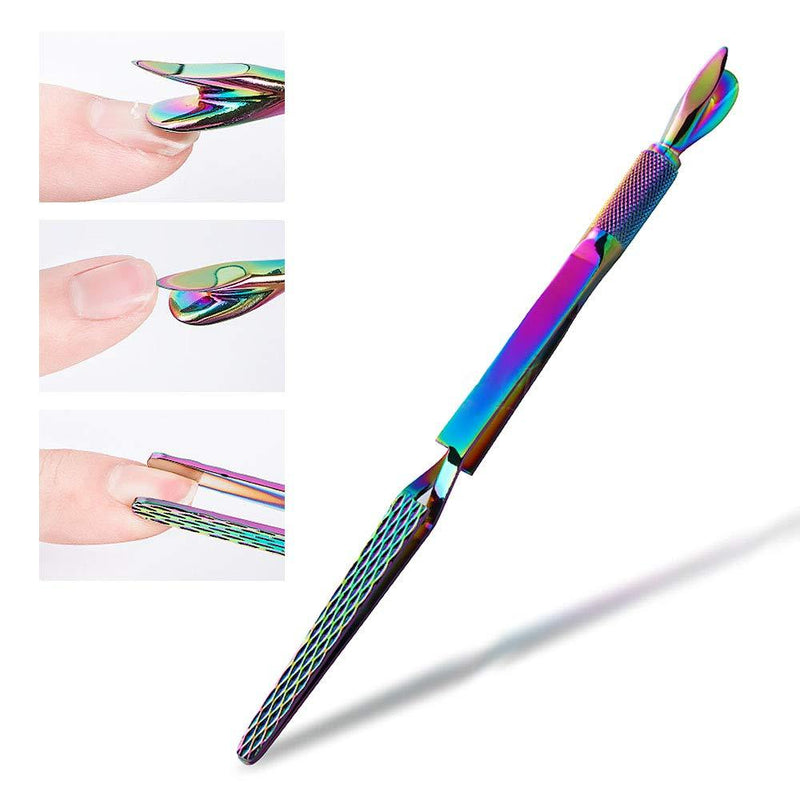 SILPECWEE 1 Pcs Colorful Stainless Steel Nail Art Pincher Cuticle Pusher False Nail Shaping Tweezers Multi-Function Manicure Tools No1 - BeesActive Australia