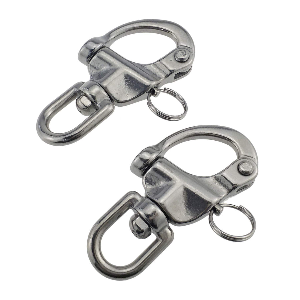 [AUSTRALIA] - keehui Pair 2-3/4inches Swivel Eye Snap Shackle Quick Release Bail Rigging Sailing Boat Marine 316 Stainless Steel for Sailboat Spinnaker Halyard 2-3/4" silver Pair 