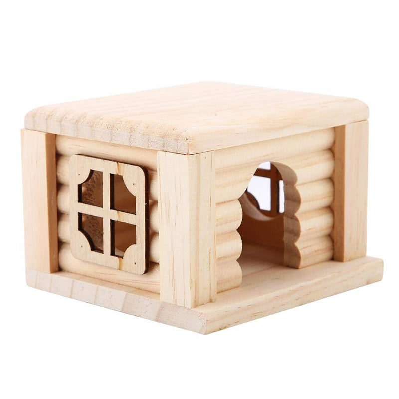 Pet Hamster House, 100% Natural Wood Odorless Home Openwork Lace Window DIY Hideout Hut Play Nest Toy Viewing Room Natural Living for Small Squirrels Gerbils Hamsters Golden Bears - BeesActive Australia