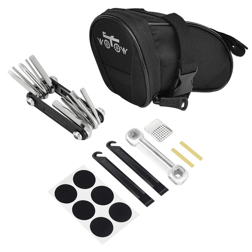 WOTOW Bike Repair Tool Kits Saddle Bag Bicycle Repair Set with Cycling Under Seat Packs 14 in 1 Multi Function Tool Kit Chain Splitter Black Tool Kits 11 in 1 + 1L Bag - BeesActive Australia