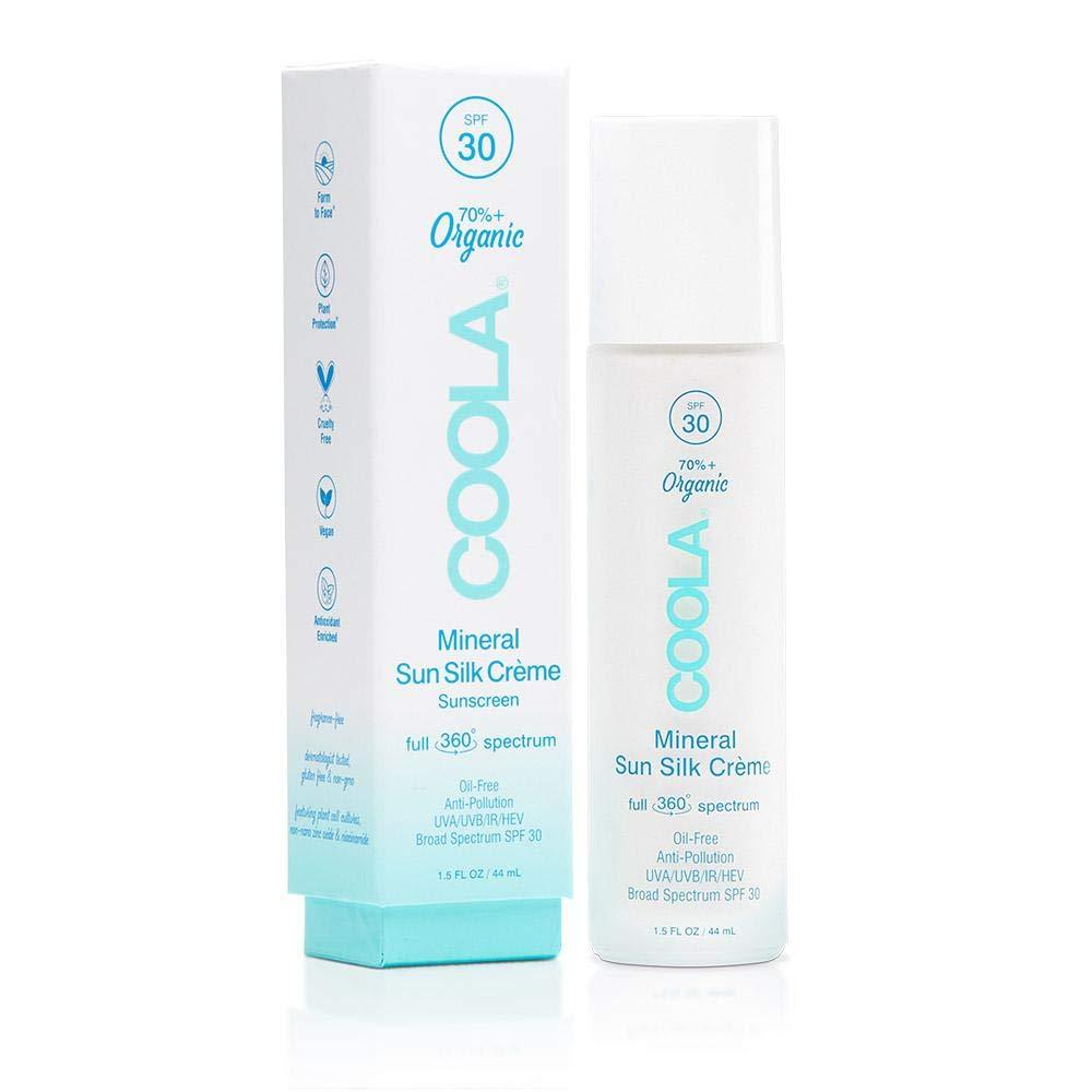 COOLA Organic Mineral Sun Silk Creme Sunscreen, Full Spectrum Skin Care for Blue Light and Pollution Defense, Broad Spectrum SPF 30, 1.5 Fl Oz - BeesActive Australia