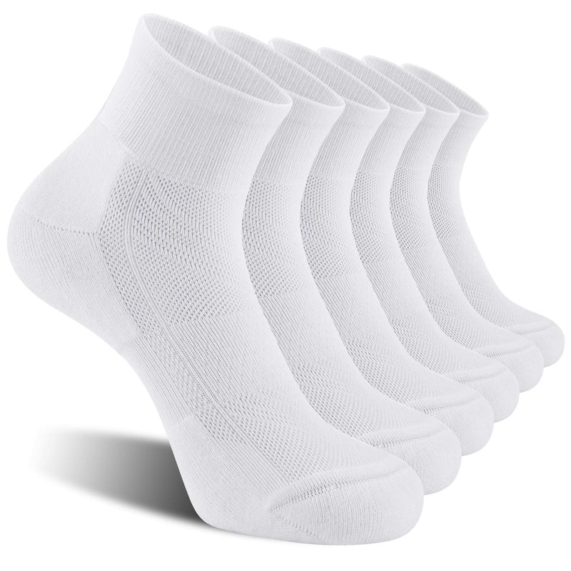 CelerSport 6 Pack Men's Ankle Socks with Cushion, Sport Athletic Running Socks White 9-12 - BeesActive Australia