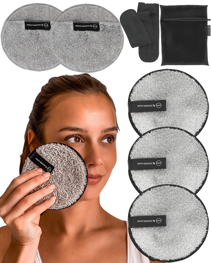 Reusable Makeup Remover Pads Set -Ogato- Eco Friendly Reusable Face Pads Suitable For All Skin- Our Reusable Makeup Pads Include a Laundry Bag & Headband- Eye Makeup Remover Pads Are Extra Large, 12cm - BeesActive Australia