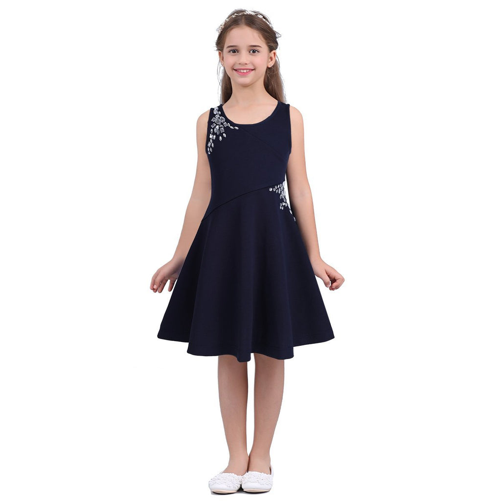 [AUSTRALIA] - ranrann Girls Princess Classic Dazzling Rhinestones Embellished Sundress for Party Casual Wear 10 / 12 