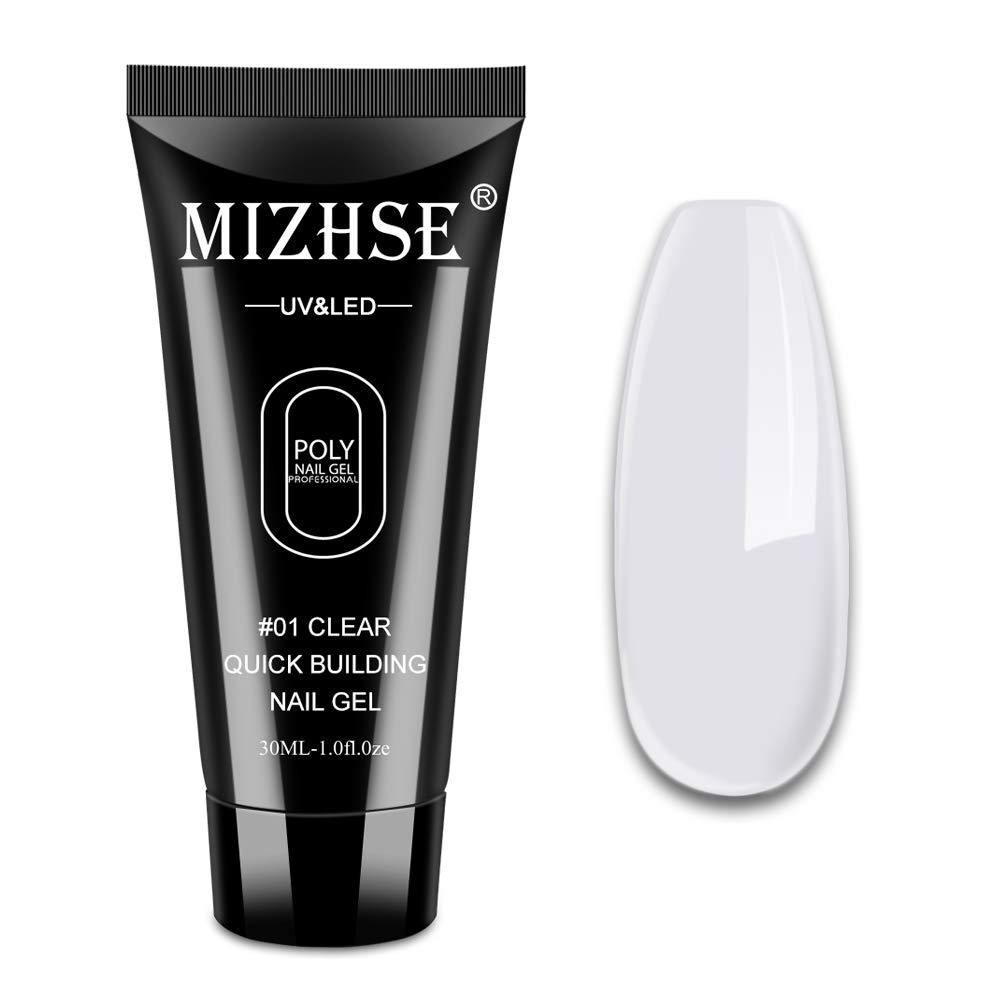 MIZHSE Poly Nail Extension Gel Nude Color Builder Gel Professional Enhancement Nail Thickening Tool for Starter (Clear) Clear - BeesActive Australia