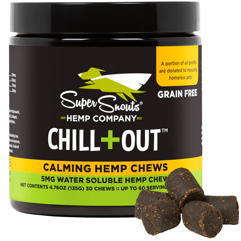 Super Snouts Chill Out Calming Chews for Dogs & Cats, 30 Chews (Up to 60 Servings) - For Behavioral Management, Aids Stress & Nervousness, Grain Free - BeesActive Australia