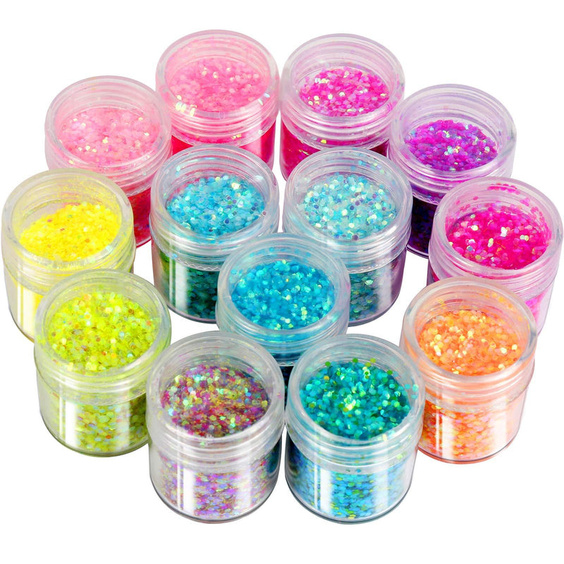 Chunky Glitter, YGDZ 13 Colors Holographic Chunky Glitter Nails Body Face Hair Eye Make Up Cosmetic Festival Glitter, Mixed Iridescent Flakes Chunky Sequins - BeesActive Australia