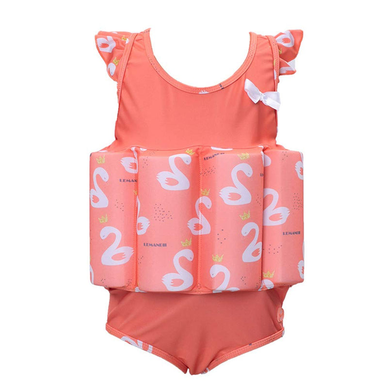Lemandii One-Piece Children Buoyancy Swimsuit Swim Vest Detachable Float Swimwear , Perfect for Kids or Baby Learn to Swimming Large Flamingo - BeesActive Australia