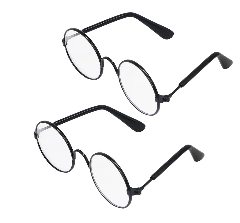 YAODHAOD Pet Sunglasses Classic Retro Circular Metal Prince Sunglasses Funny Cute Puppy Cat Teacher Bachelor Cosplay Glasses Pet Photos Props for Small Dog Cat Transparent - BeesActive Australia