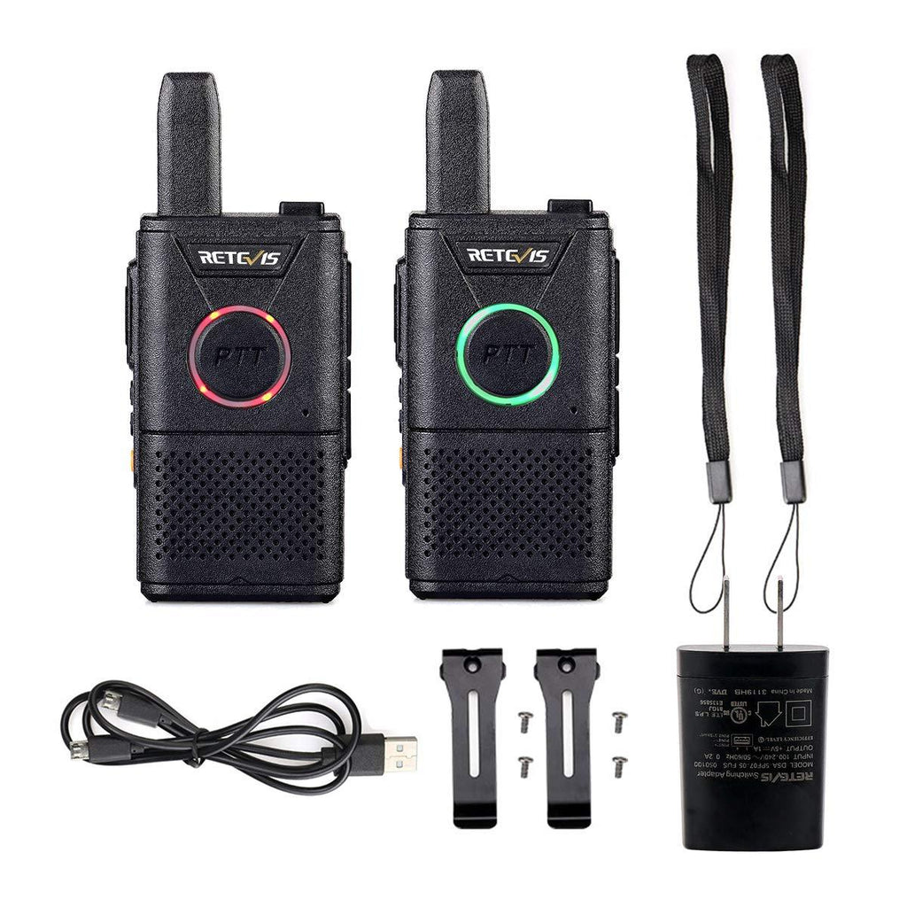 [AUSTRALIA] - Retevis RT18 Walkie Talkies Rechargeable Long Range,Portable FRS Two Way Radios,Small Mini,Dual PTT,Metal Clip,for Kids Adults Family Camping Skiing(2 Pack) 