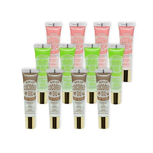 KISS Broadway Clear Lip Gloss 0.47oz/14ml 12Pcs (Coconut, Mint and Rosehip Oil) Mint, Rosehip, Coconut Oil - BeesActive Australia