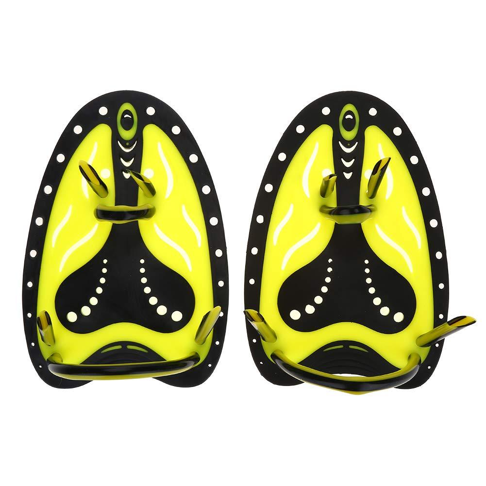 [AUSTRALIA] - SolUptanisu Hand Fins for Swimming Diving Paddles Adjustable Webbed Training Fin Scuba Equipment,1 Pair L-Yellow 