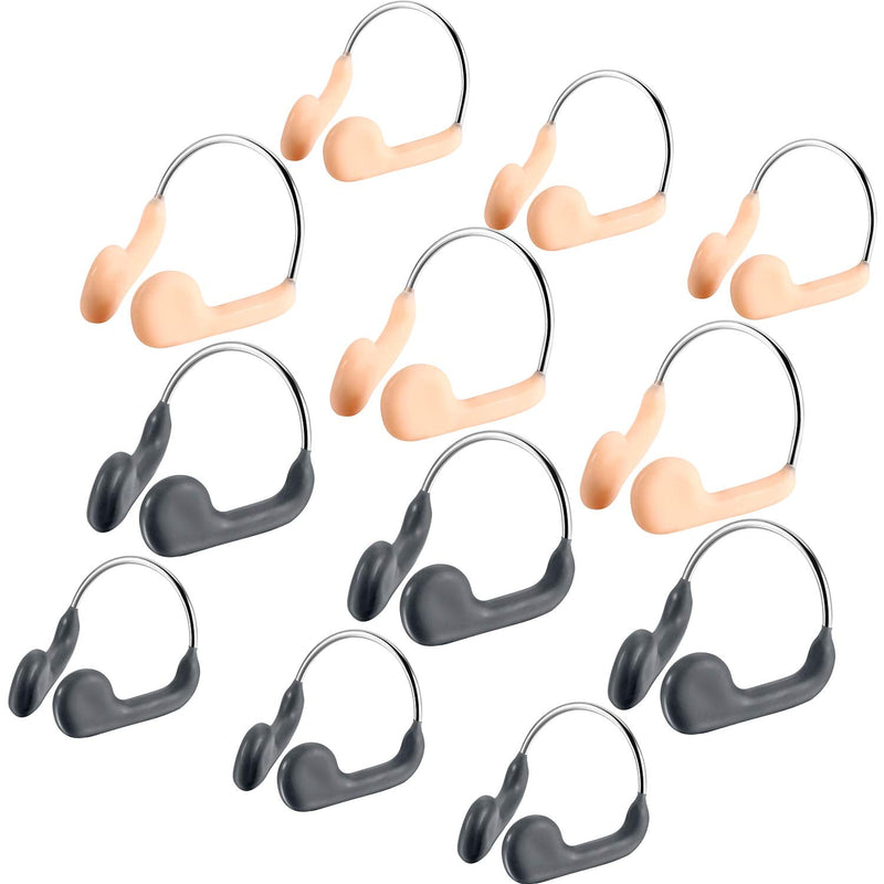 Fiada 12 Pieces Waterproof Nose Clips Metal Swimming Nose Plug for Training Protector Swimming Beginners (Color Set 1, Adult and Children Size) - BeesActive Australia