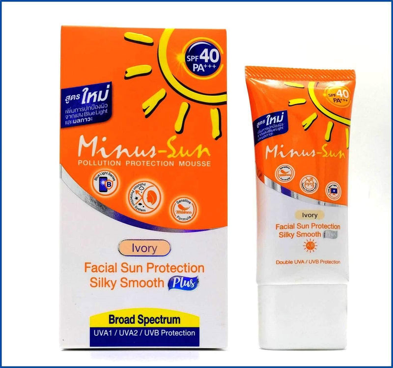 Minus (Sol) Sun SPF40 PA+++ Ivory (New Formula x 1 Ounces) Facial Sun Protection Silky Smooth Plus with Broad Spectrum UVA1 UVA2 and UVB Protection - BeesActive Australia