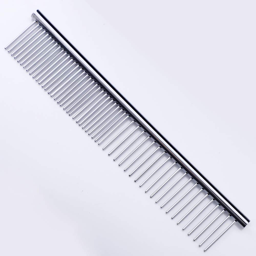 ZoCr Stainless Steel Pet Comb for Dogs Cats, Pet Grooming Comb with Different Spaced Rounded Teeth (Silvery) - BeesActive Australia