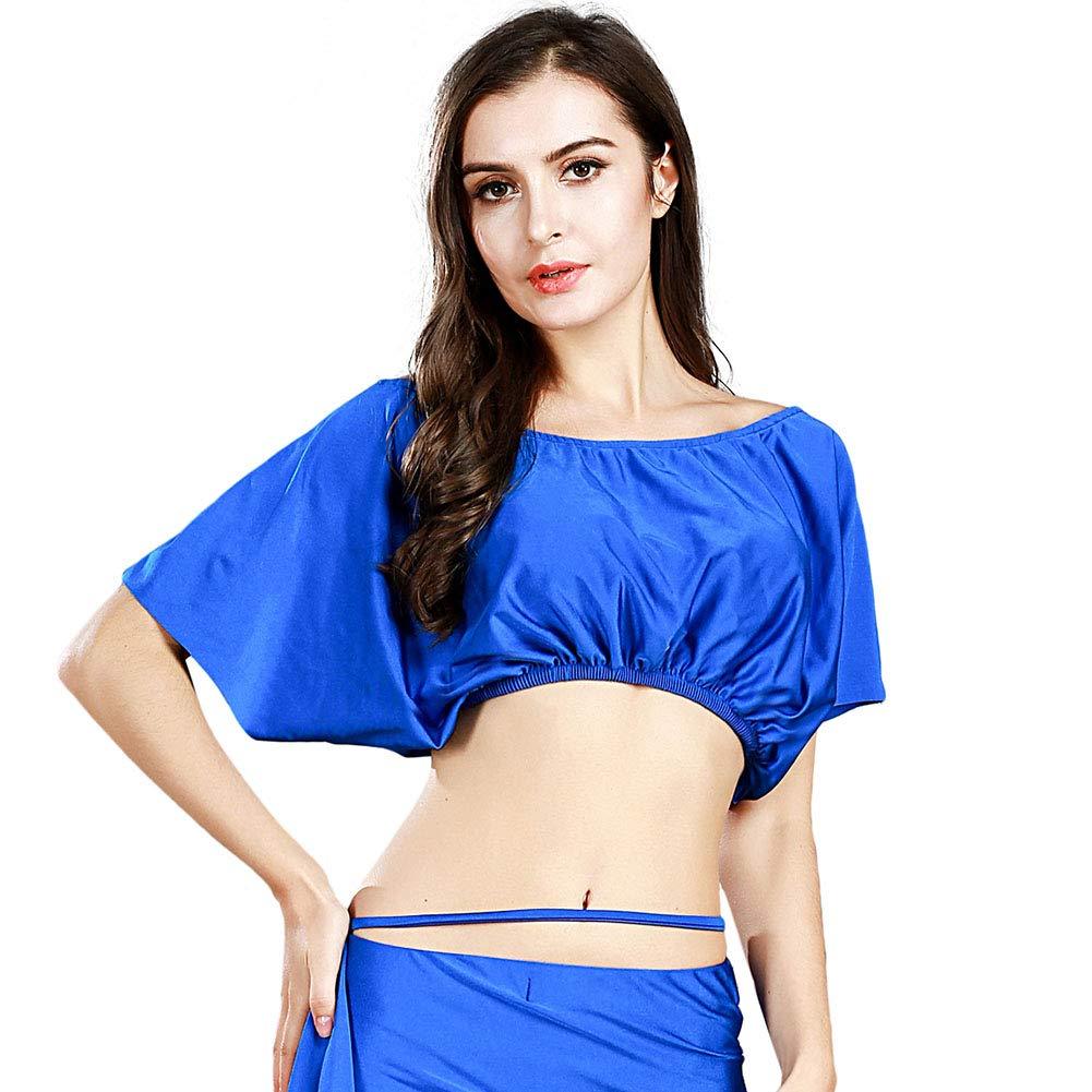 [AUSTRALIA] - ROYAL SMEELA Belly Dance Costume for Women Bat Sleeve Tops Backless Loose Fit Belly Dance Tops Belly Dancing Outfit Carnival Dark Blue 