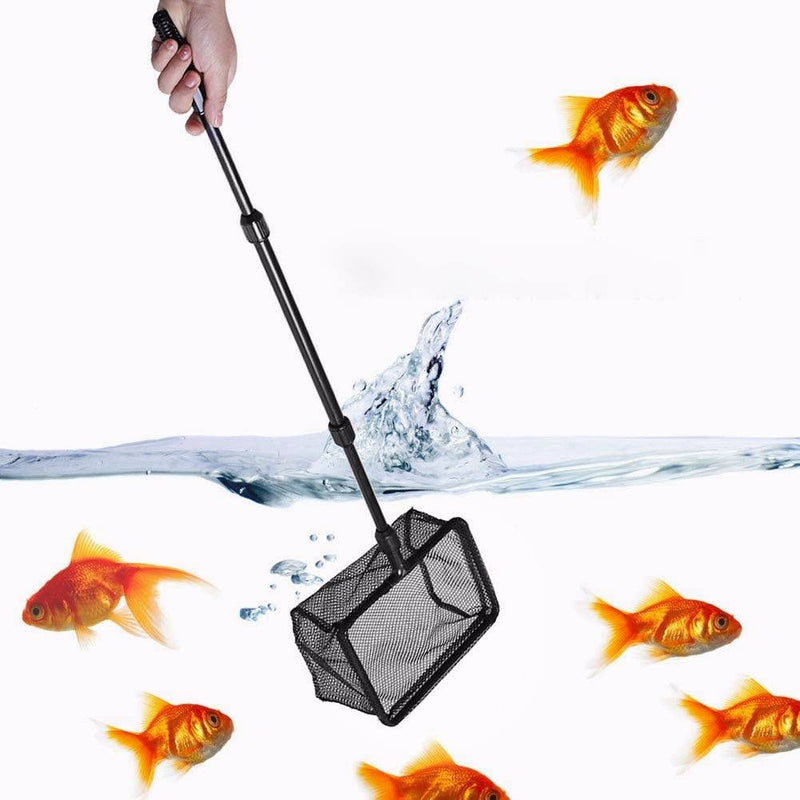 Pssopp Aquarium Fishing Landing Net Retractable Fish Tank Fishing Net Square Fish Shrimp Net Floating Objects Clean Tools for Fish Catch and Release Medium - BeesActive Australia
