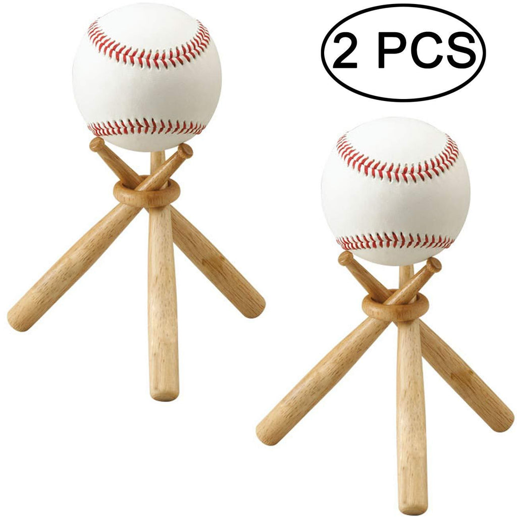 [AUSTRALIA] - TIHOOD Baseball Stand Baseball Stand Holder Wooden Base Ball Stand Display Holder 2 PACKS 