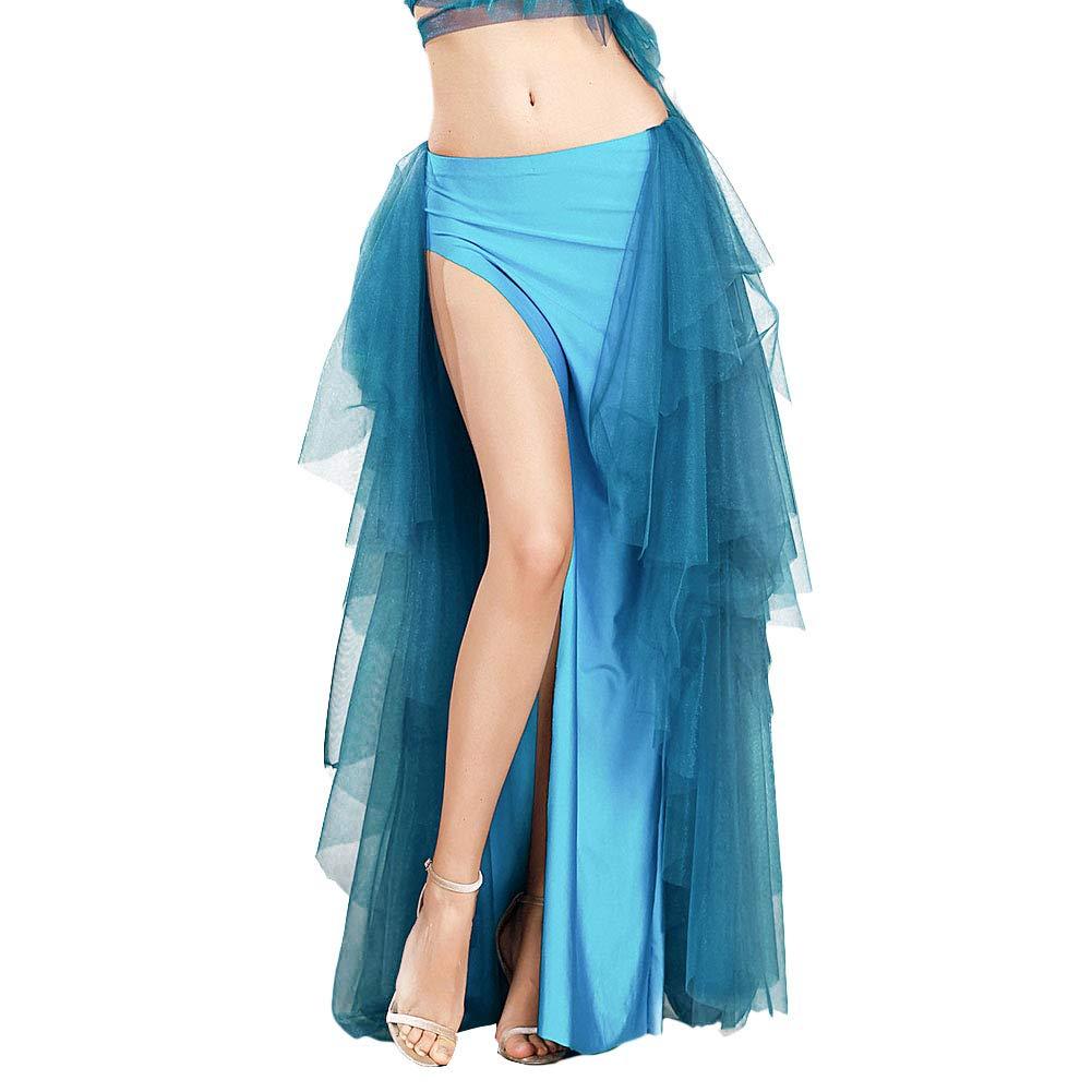 [AUSTRALIA] - ROYAL SMEELA Belly Dance Costume for Women Belly Dancing Skirt Side Slit Belly Dancing Outfit Carnival Costumes Light Blue 