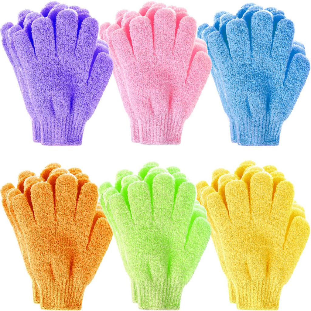 Exfoliating Gloves, Anezus 12 Pairs Exfoliating Shower Bath Scrub Gloves Exfoliator Glove for Body, Shower, Bath, Scrub and Spa Massage Dead Skin Cell Remover (6 Colors) - BeesActive Australia