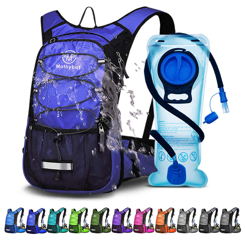 Mothybot Hydration Pack, Insulated Hydration Backpack with 2L BPA Free Water Bladder and Storage, Hiking Backpack for Men, Women, Kids for Running, Cycling, Camping - Keep Liquid Cool up to 5 Hours Dark Blue - BeesActive Australia
