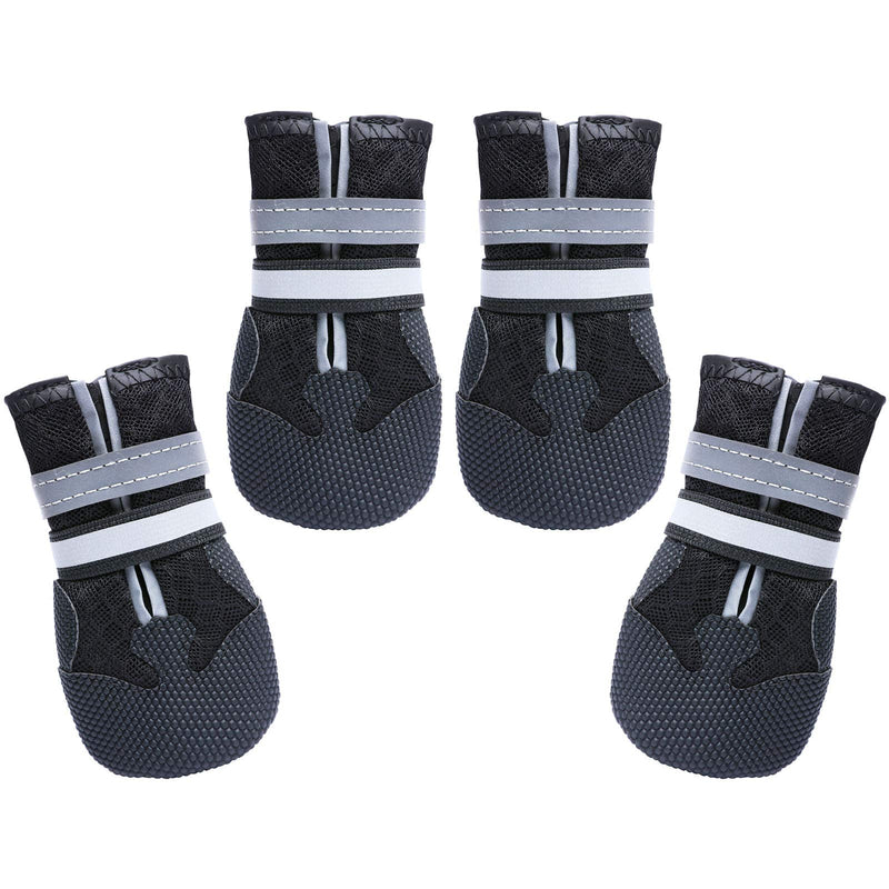 Dimicoo Breathable Mesh Dog Boots Nonslip Soft Rubber Sole Dog Shoes for Daily (Pack of 4) XXL (3.15" width ) Black - BeesActive Australia