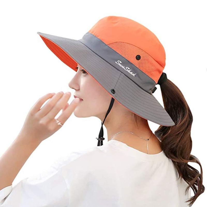 [AUSTRALIA] - UPF 50+ Wide Brim Sun Hat Waterproof UV Protection Bucket Boonie Hat for Women Orange 