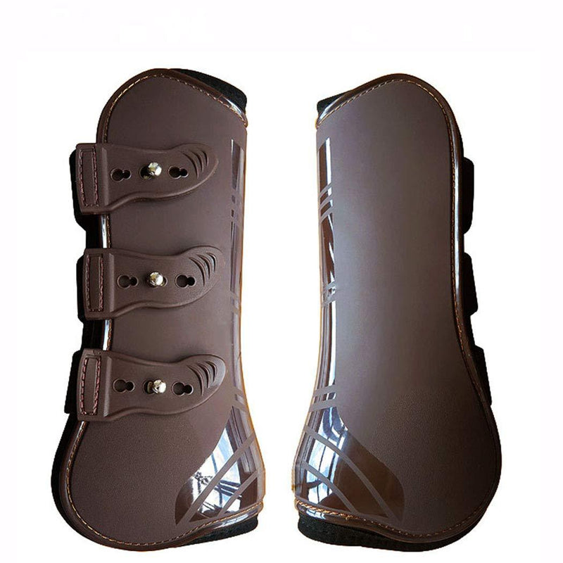 [AUSTRALIA] - Zelro Open Front Jumping Tendon and Hind Fetlock Horses Boots, Secure Leg Protection, Lightweight and Tough Dressage Horse Riding Equestrian Equipment Brown(2* Front Tendon Boots) 