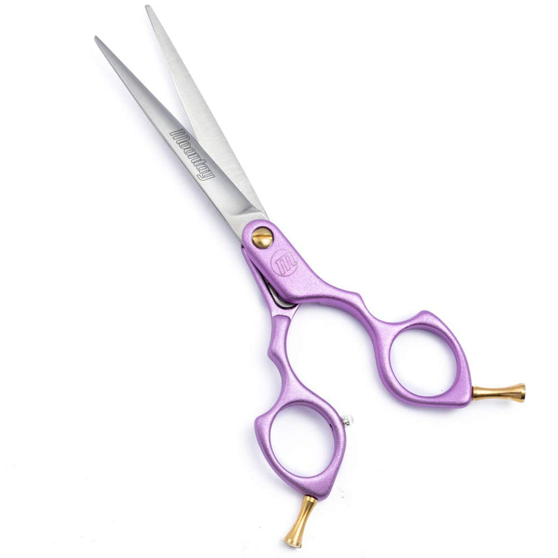 Moontay 6.0" Professional Curved Pet Grooming Scissor, Dog Cat Grooming Shear/Scissor with Ultra-Light Aeronautical Aluminum Handle, 440C Japanese Stainless Steel Grooming Scissor Purple 6.0" Straight Cutting Scissor - BeesActive Australia