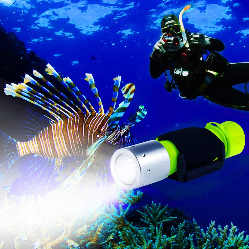 BlueFire 1100 Lumen CREE XM-L2 Scuba Diving Flashlight Waterproof Diving Torch Submarine Diving Safety Lights Underwater Dive Light (Yellow) - BeesActive Australia