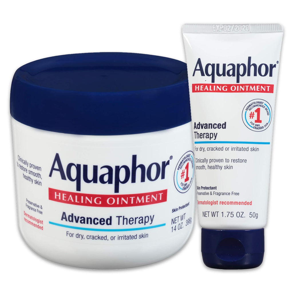 Aquaphor Healing Ointment - Variety Pack, Moisturizing Skin Protectant For Dry Cracked Hands, Heels and Elbows - 14 oz. jar + 1.75 oz. tube - BeesActive Australia