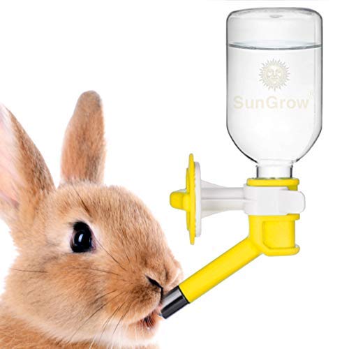 SunGrow Water Bottle, No Drip Dispenser Bottle, Secure Nozzle and Stainless Steel Drinking Head, Easy to Install in Cage or Crate, Refills Quickly, Keep Pets Hydrated Yellow - BeesActive Australia