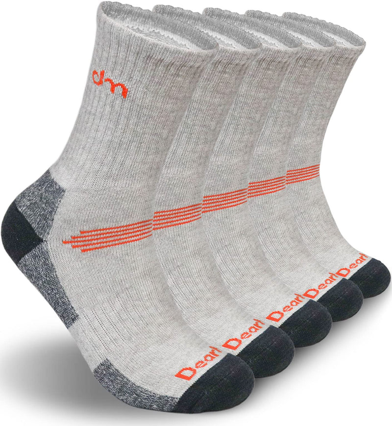 DEARMY Athletic Hiking Socks for Women and Men with Cushion Moisture Wicking Cotton Running Crew Socks (5Pairs) Small 5 X Grey - BeesActive Australia