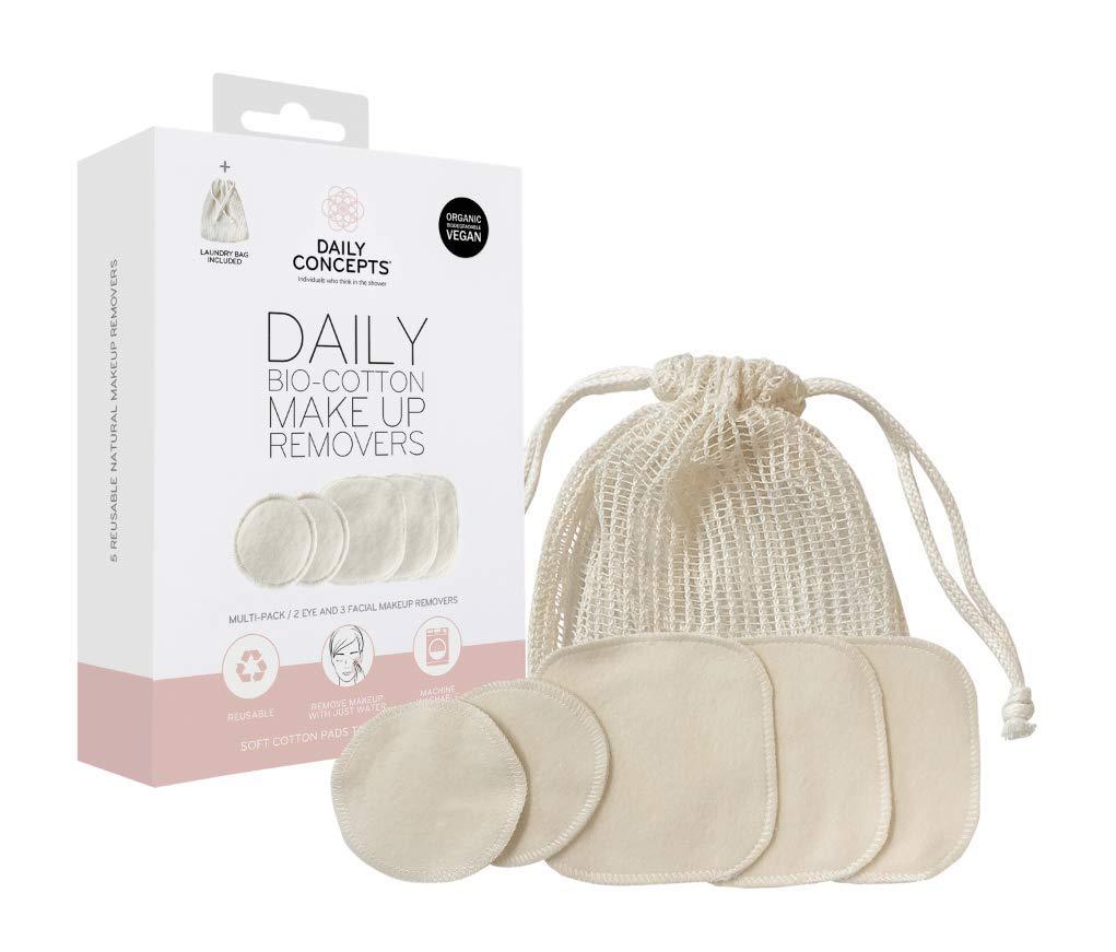 Daily Concepts - Daily Bio Cotton Makeup Removers - Natural and Reusable Makeup Removal Solution! Includes Laundry Bag Along With Multiple Pads and Sizes to fit Your Facial and Makeup Removal Needs. - BeesActive Australia