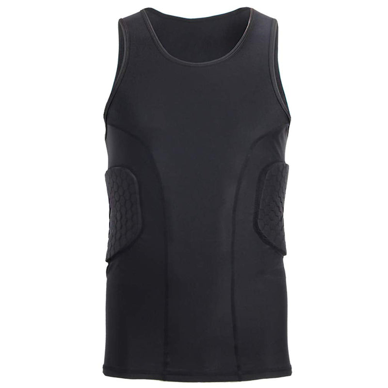 Minimal Men’s Padded Compression Shirt Sports Protective Vest Rash Guard Soccer Basketball Training Tank Top XL(Chest:34.25") - BeesActive Australia