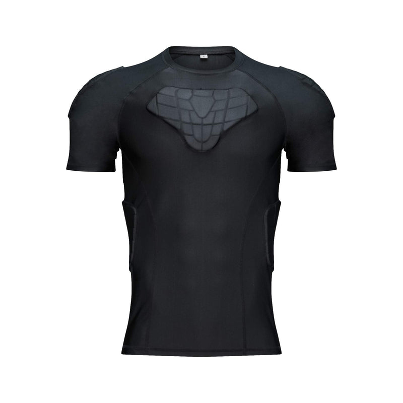 DGXINJUN Men Padded Compression Shirt Sports Short Sleeve Protective T-Shirt Shoulder Rib Chest Back Protector Pads Support Shirt for Adult Football Basketball Paintball Rugby Training A+t-shirt X-Large - BeesActive Australia