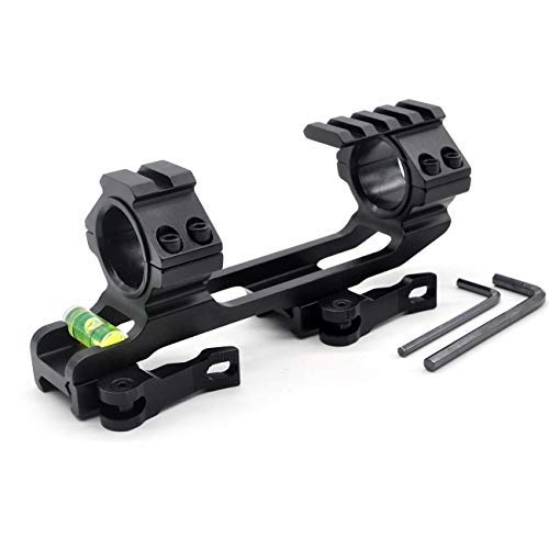 TRIROCK 1-Piece 30mm/25.4mm (1") Tactical Cantilever Scope Mount w/Picatinny Tops and Bubble Level - 2-Inch Offset, Quick Release/Detach (QR/QD) - for Weaver/Picatinny Rails - BeesActive Australia