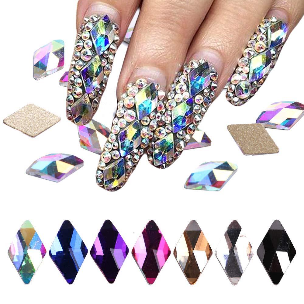 70Pcs Diamond Crystal Nail Rhinestone Gemstone Pearl 3D Nail Art Mobile Sewing Multicolor AB Crystal Bead Flash DIY - BeesActive Australia