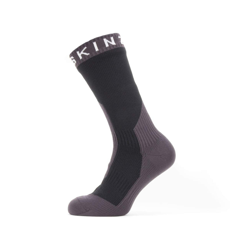 SEALSKINZ Waterproof Trekking Thick Mid Sock Large Black/Grey/White - BeesActive Australia